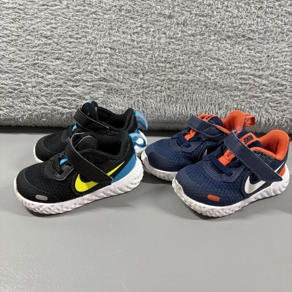 Nike Revolution Sneakers Toddler 5C Bundle Lot of 2 Blue Black
